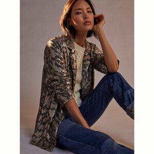 Anthropologie Sequin Blazer in Gold and Black